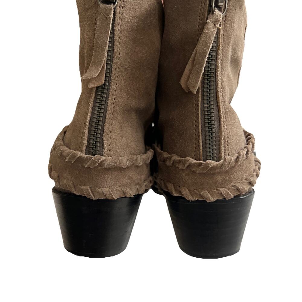 Vintage 7 Alameda Ankle Boot Womens 7.5 Brown Leather Back Zip Harness Western - Picture 4 of 13